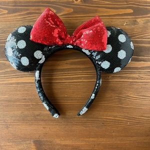 Disney Minnie Mouse Ears - Black and White Polka Dots